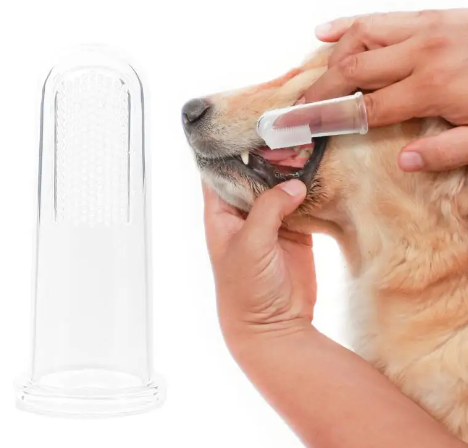 Зубна щітка для тварин силіконова, м`яка, масажна на палець 000061 фото 1